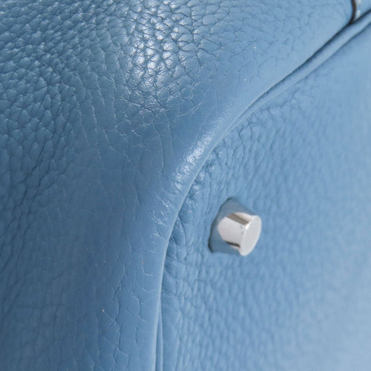 HERMES Handbag Taurillon Clemence blue Picotin Lock MM SilverMetal Women Used Authentic