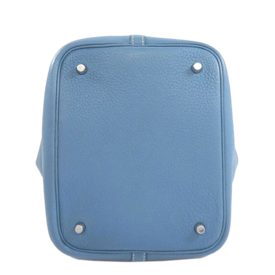 HERMES Handbag Taurillon Clemence blue Picotin Lock MM SilverMetal Women Used Authentic