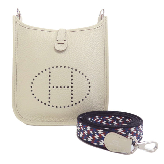 HERMES Shoulder Bag Taurillon Clemence white Evelyn TPM Amazone SilverMetal Women Used Authentic