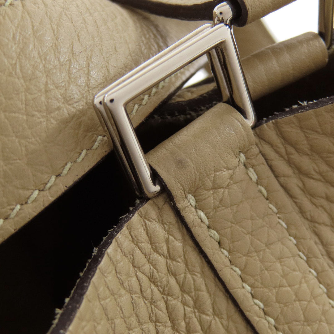 HERMES Handbag Taurillon Clemence beige Picotin Lock MM SilverMetal Women Used Authentic