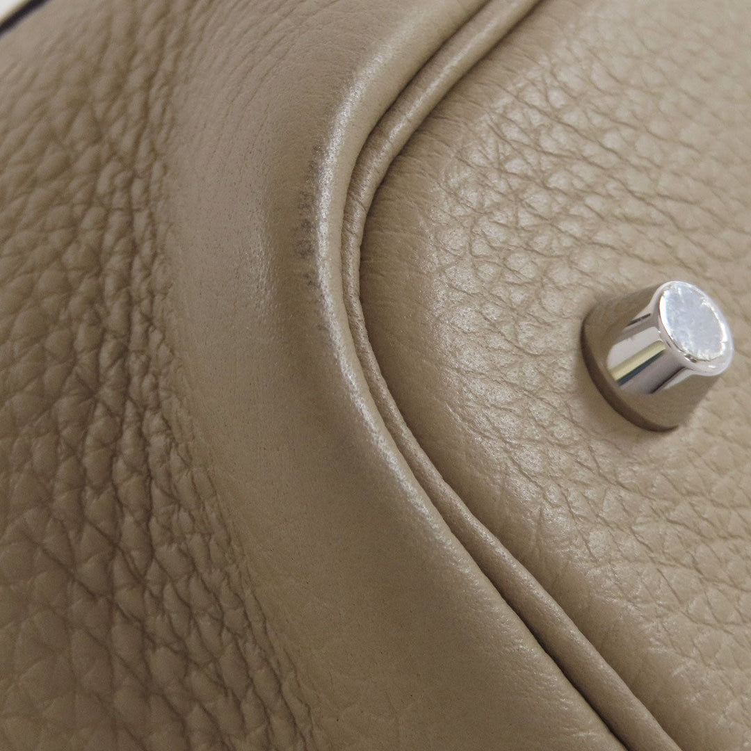 HERMES Handbag Taurillon Clemence beige Picotin Lock MM SilverMetal Women Used Authentic
