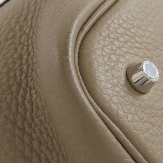 HERMES Handbag Taurillon Clemence beige Picotin Lock MM SilverMetal Women Used Authentic