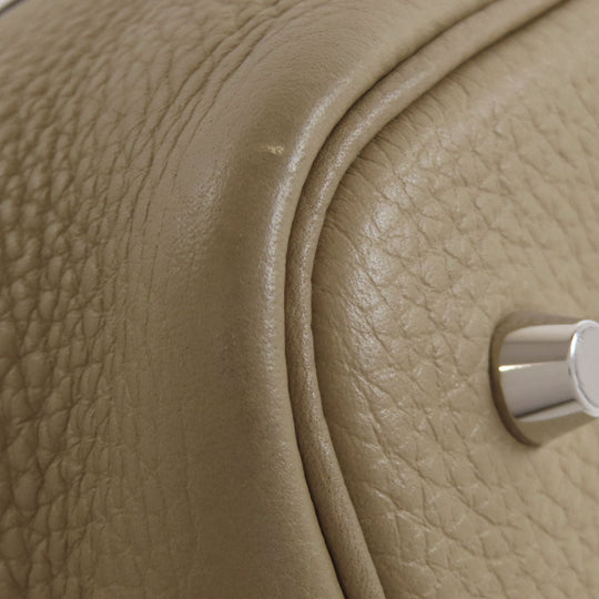 HERMES Handbag Taurillon Clemence beige Picotin Lock MM SilverMetal Women Used Authentic
