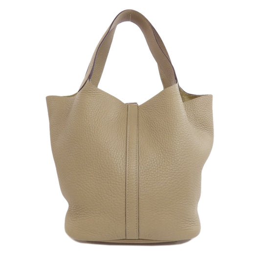 HERMES Handbag Taurillon Clemence beige Picotin Lock MM SilverMetal Women Used Authentic