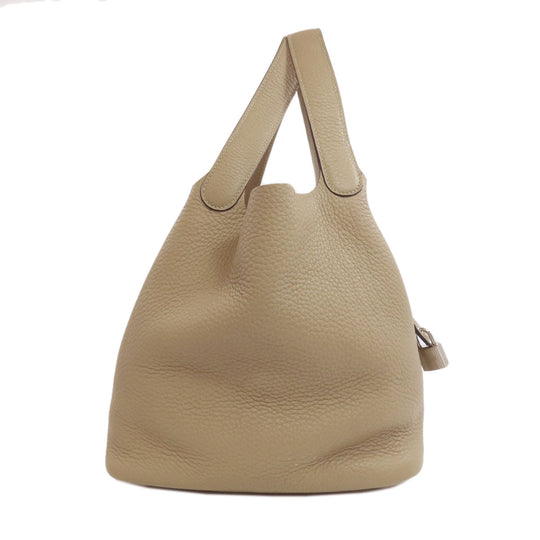 HERMES Handbag Taurillon Clemence beige Picotin Lock MM SilverMetal Women Used Authentic