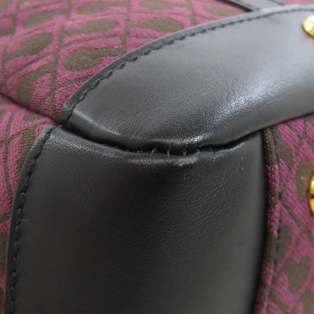 GHERARDINI Handbag canvas purple Logo motif Women Used Authentic