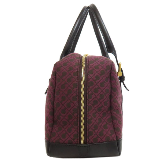 GHERARDINI Handbag canvas purple Logo motif Women Used Authentic