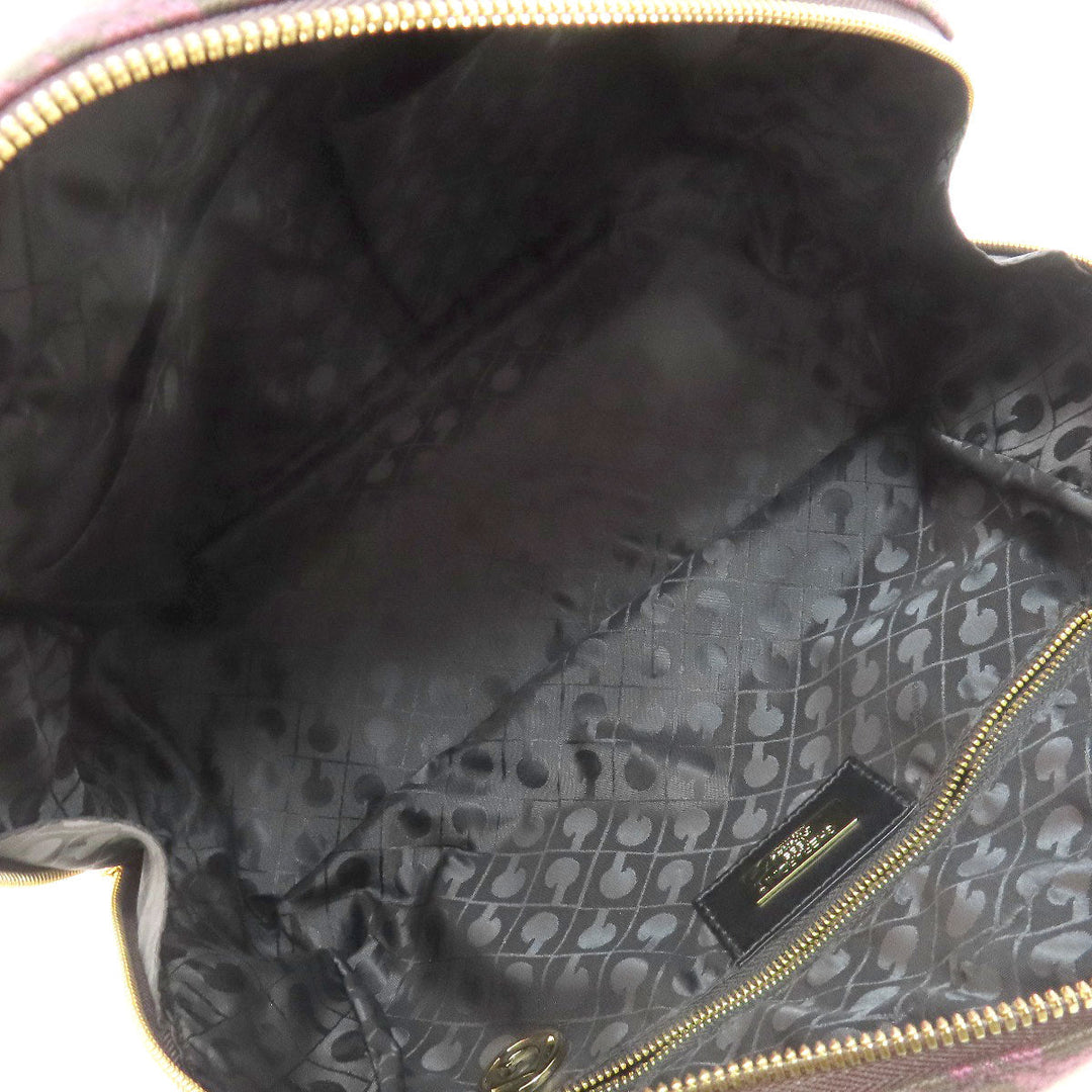 GHERARDINI Handbag canvas purple Logo motif Women Used Authentic