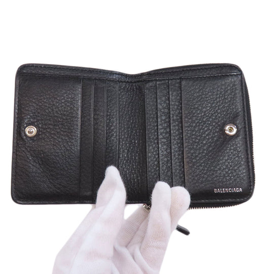 BALENCIAGA Bifold Wallet 551933 leather black Every day Women(Unisex) Used Authentic