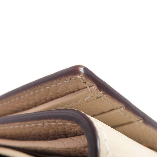 GUCCI Bifold Wallet 731694 leather beige logo Women Used Authentic