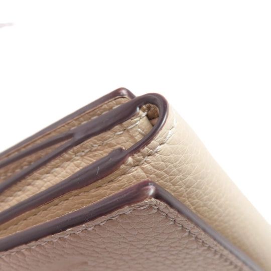 GUCCI Bifold Wallet 731694 leather beige logo Women Used Authentic