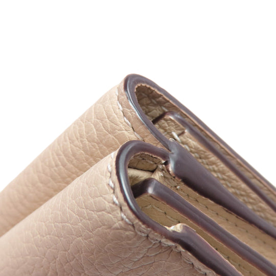 GUCCI Bifold Wallet 731694 leather beige logo Women Used Authentic