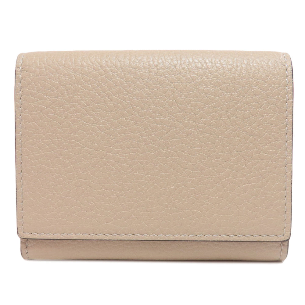 GUCCI Bifold Wallet 731694 leather beige logo Women Used Authentic