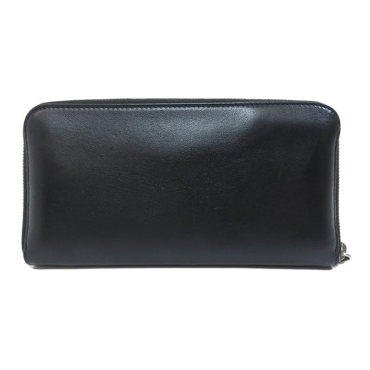 PRADA Long Wallet Purse leather black Zip Around Women Used Authentic