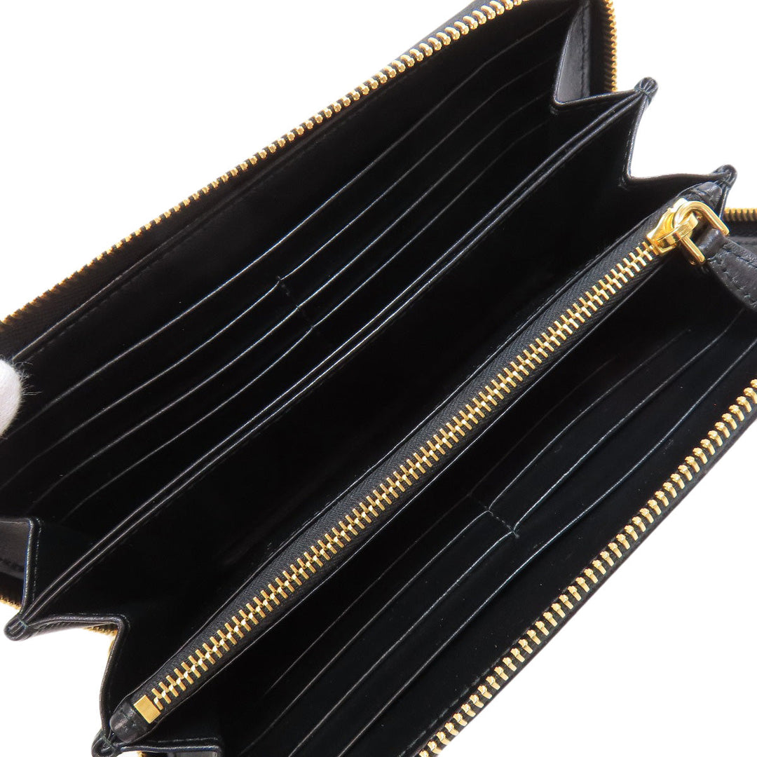 PRADA Long Wallet Purse Nylon black logoMetal Women Used Authentic