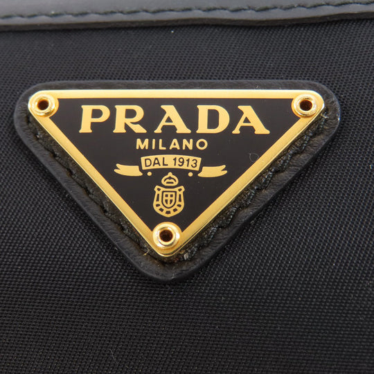 PRADA Long Wallet Purse Nylon black logoMetal Women Used Authentic