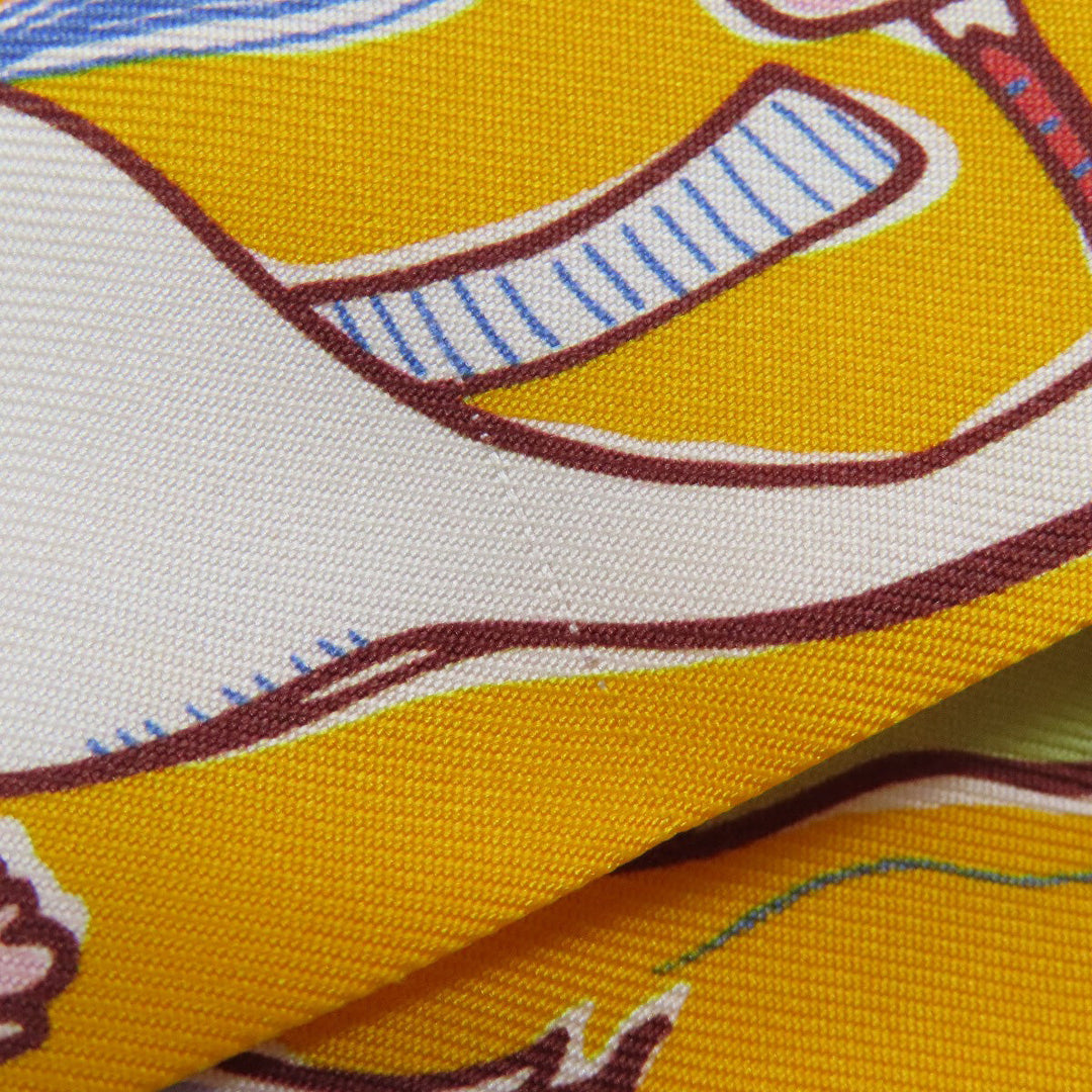 HERMES scarf silk yellow Twilly Women Used Authentic