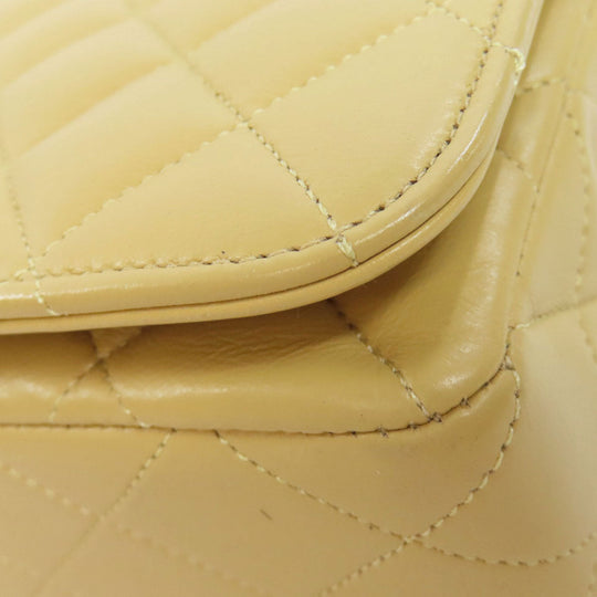 CHANEL Shoulder Bag lambskin beige ChainShoulder Matelasse Gold Metal Women Used Authentic