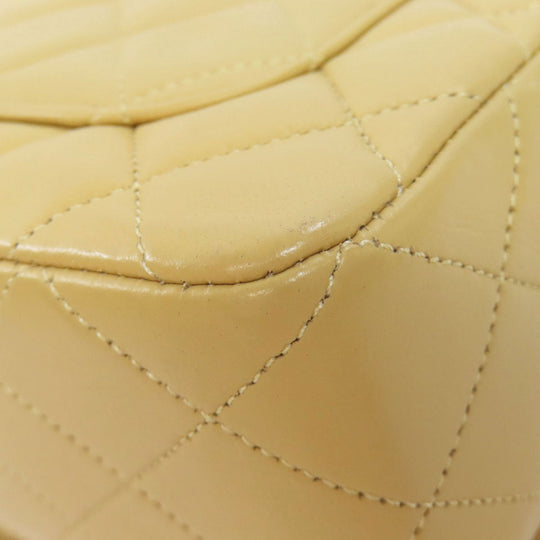 CHANEL Shoulder Bag lambskin beige ChainShoulder Matelasse Gold Metal Women Used Authentic
