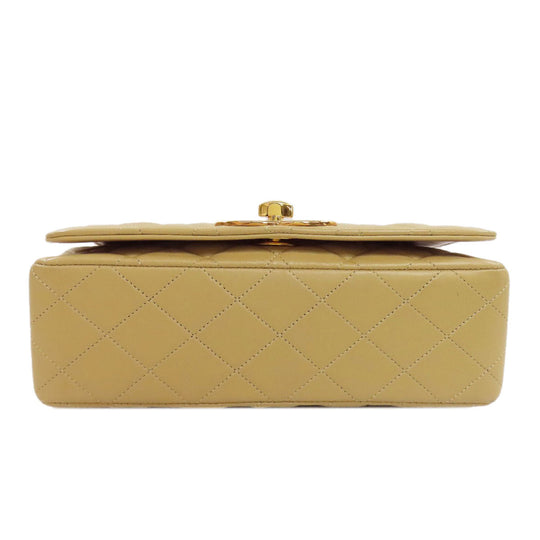 CHANEL Shoulder Bag lambskin beige ChainShoulder Matelasse Gold Metal Women Used Authentic