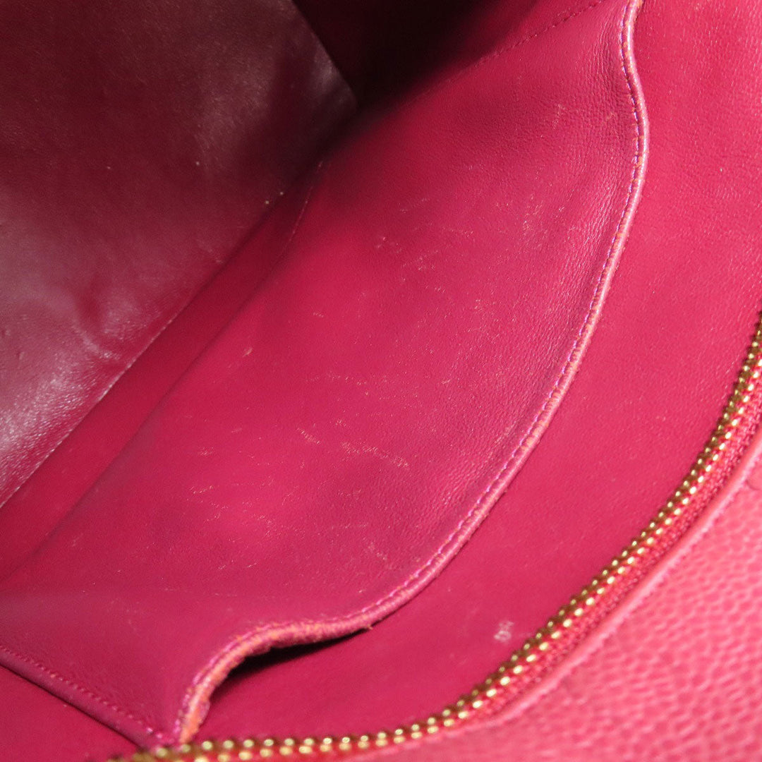 CHANEL Tote Bag Caviar skin Red Replica Tote Gold Metal Women Used Authentic