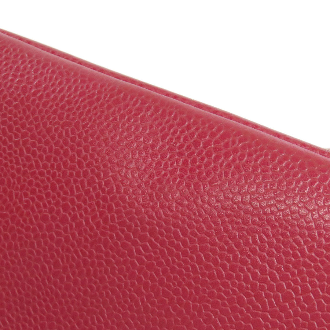 CHANEL Tote Bag Caviar skin Red Replica Tote Gold Metal Women Used Authentic