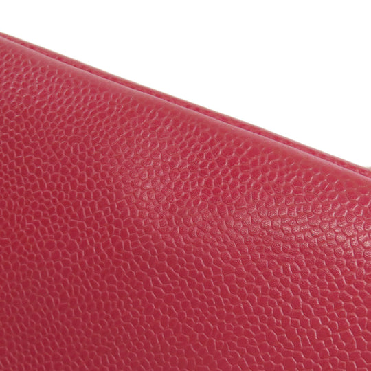 CHANEL Tote Bag Caviar skin Red Replica Tote Gold Metal Women Used Authentic