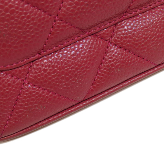 CHANEL Tote Bag Caviar skin Red Replica Tote Gold Metal Women Used Authentic