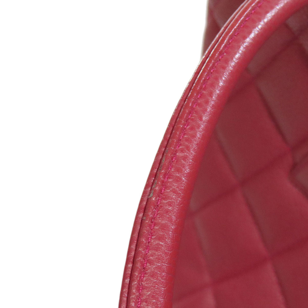 CHANEL Tote Bag Caviar skin Red Replica Tote Gold Metal Women Used Authentic
