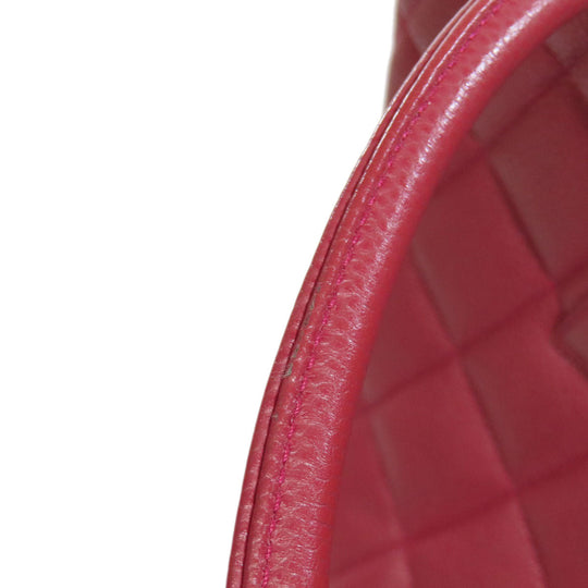 CHANEL Tote Bag Caviar skin Red Replica Tote Gold Metal Women Used Authentic
