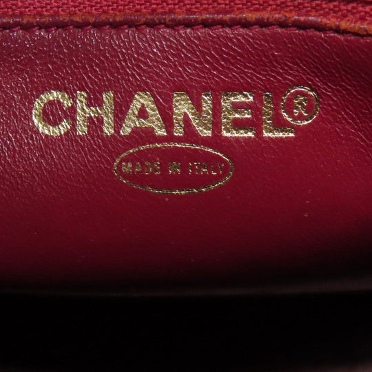 CHANEL Tote Bag Caviar skin Red Replica Tote Gold Metal Women Used Authentic