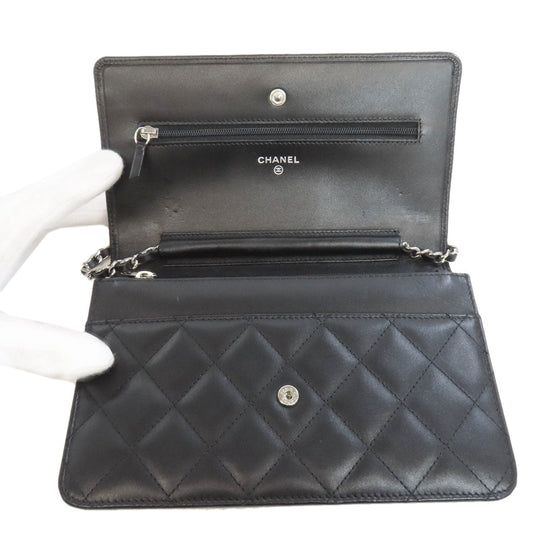 CHANEL Shoulder Bag Calfskin black Cambon line Chain wallet