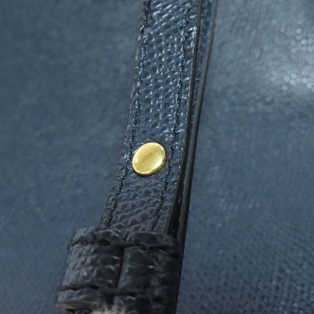 CELINE Handbag leather Navy Vertical hippopotamus Women Used Authentic