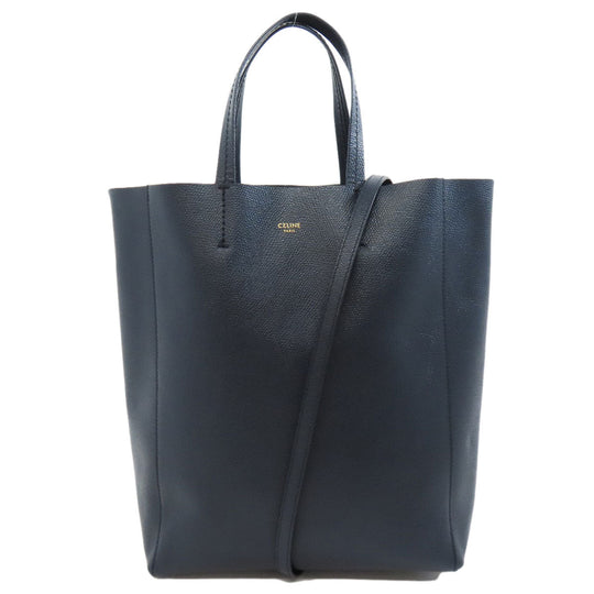 CELINE Handbag leather Navy Vertical hippopotamus Women Used Authentic