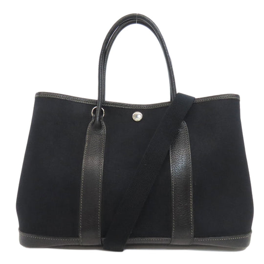 HERMES Handbag Tower ash black Garden Party TPM SilverMetal Women Used Authentic
