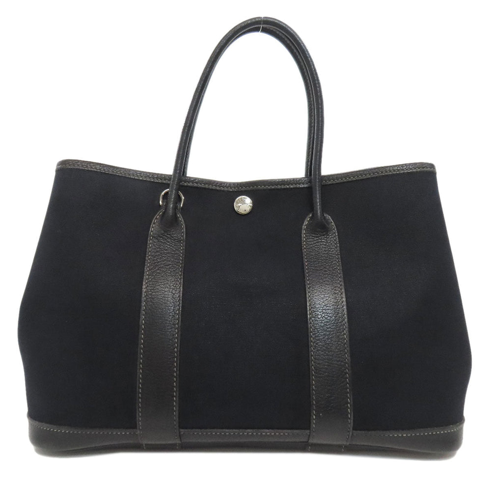 HERMES Handbag Tower ash black Garden Party TPM SilverMetal Women Used Authentic