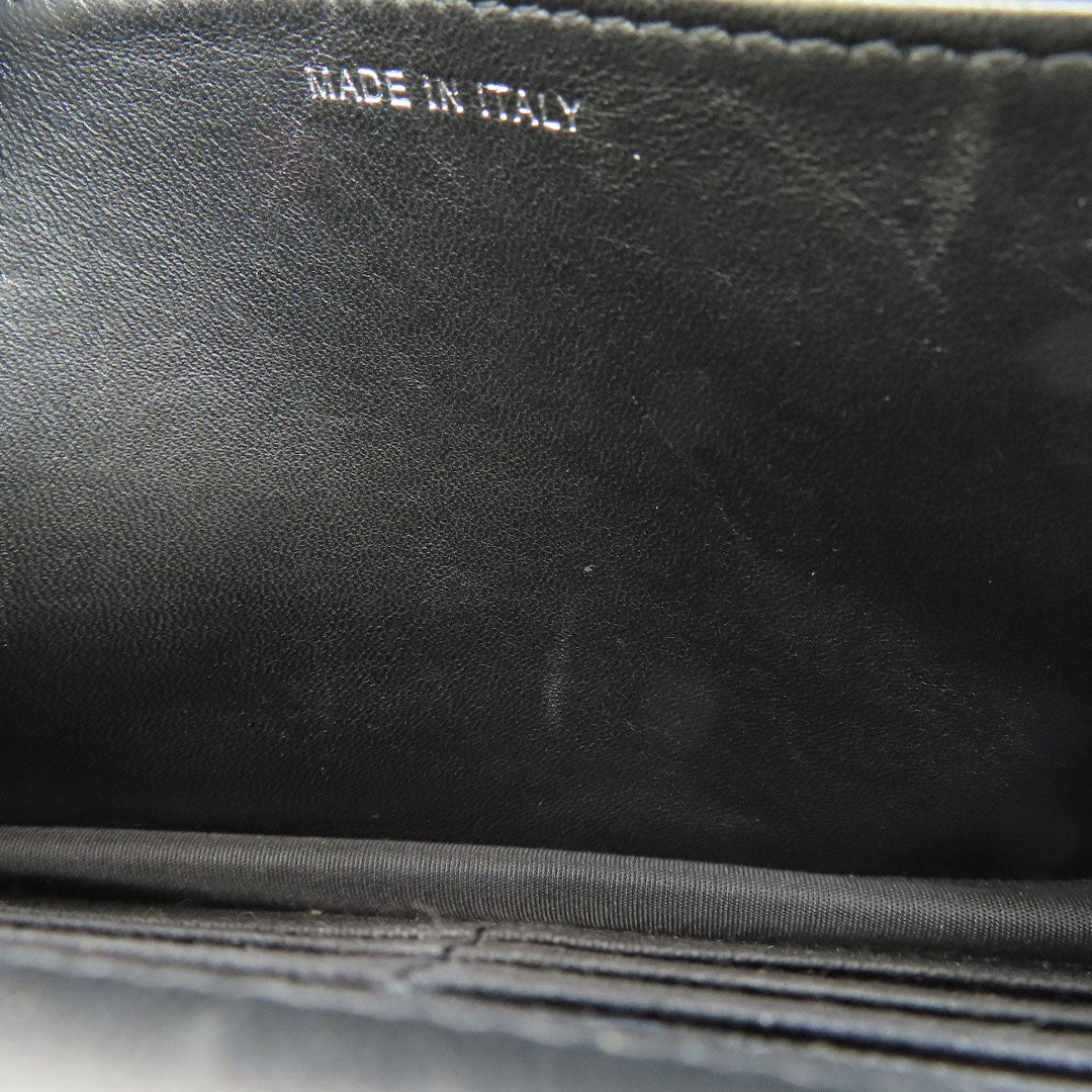 CHANEL Long Wallet Purse lambskin black Chain Wallet Boy Chanel SilverMetal