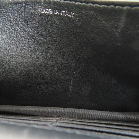 CHANEL Long Wallet Purse lambskin black Chain Wallet Boy Chanel SilverMetal