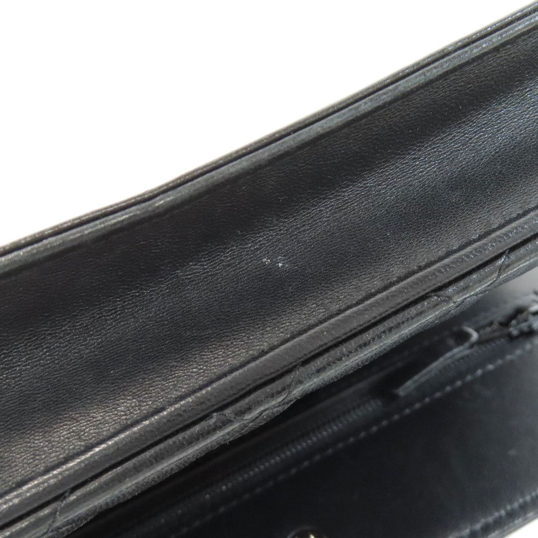 CHANEL Long Wallet Purse lambskin black Chain Wallet Boy Chanel SilverMetal