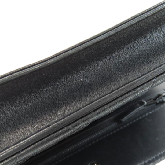 CHANEL Long Wallet Purse lambskin black Chain Wallet Boy Chanel SilverMetal