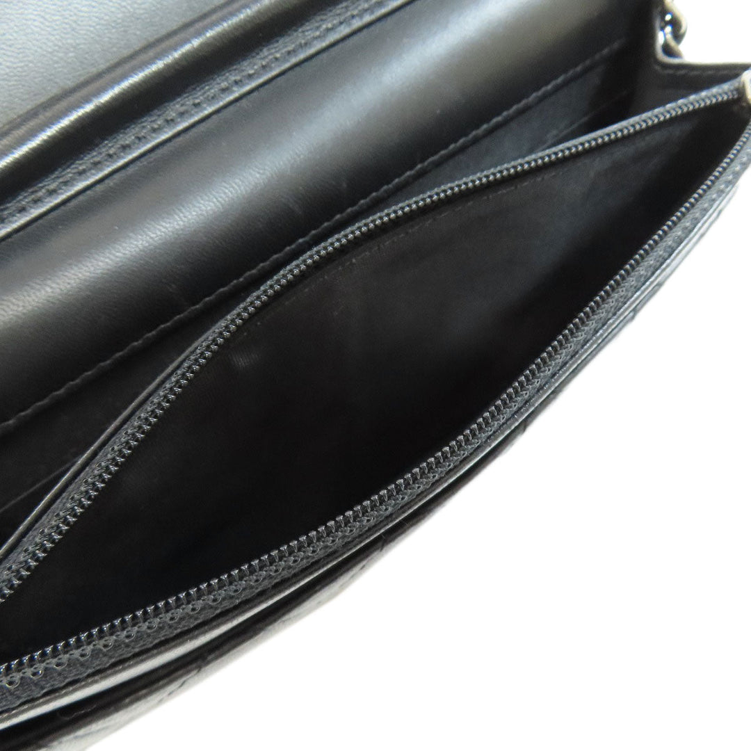 CHANEL Long Wallet Purse lambskin black Chain Wallet Boy Chanel SilverMetal