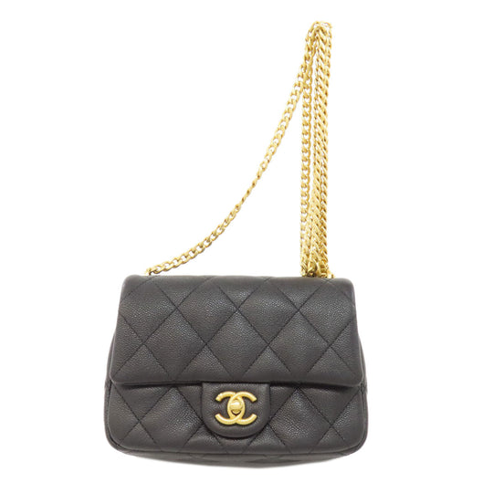 CHANEL Shoulder Bag Grained Calfskin Skin black ChainShoulder COCO Mark Gold Metal