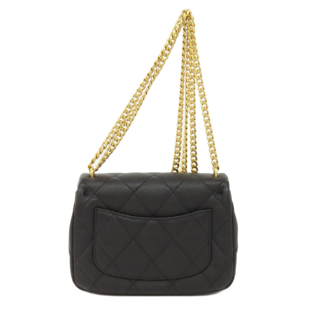 CHANEL Shoulder Bag Grained Calfskin Skin black ChainShoulder COCO Mark Gold Metal