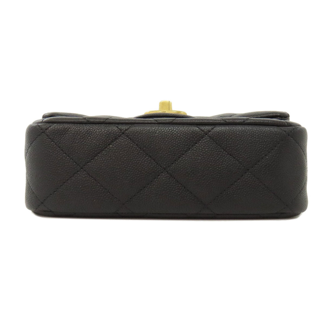 CHANEL Shoulder Bag Grained Calfskin Skin black ChainShoulder COCO Mark Gold Metal