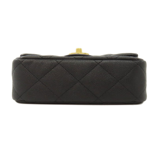 CHANEL Shoulder Bag Grained Calfskin Skin black ChainShoulder COCO Mark Gold Metal