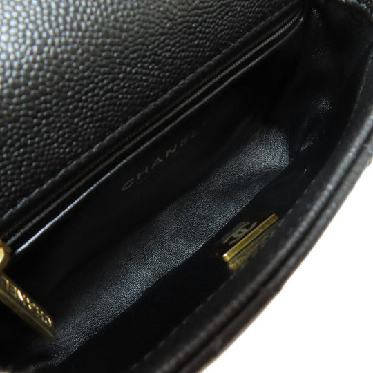 CHANEL Shoulder Bag Grained Calfskin Skin black ChainShoulder COCO Mark Gold Metal