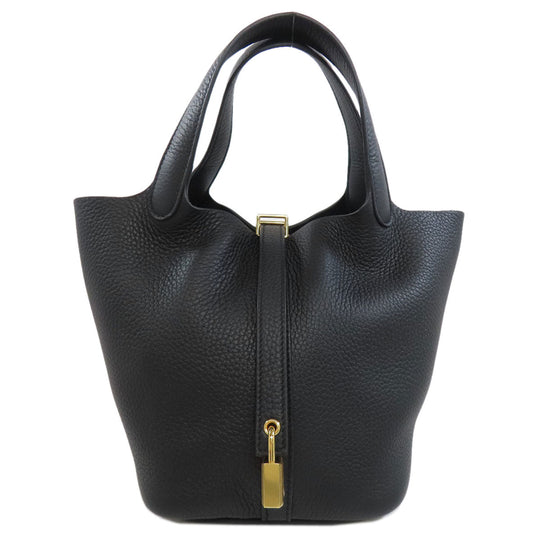 HERMES Handbag Taurillon Clemence black Picotin Lock PM Gold Metal Women Used Authentic