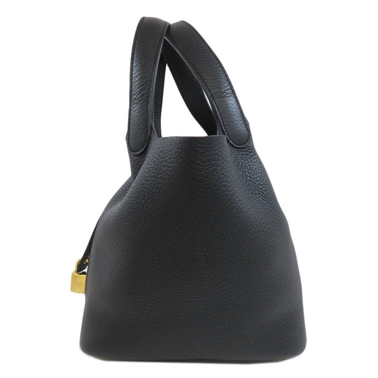 HERMES Handbag Taurillon Clemence black Picotin Lock PM Gold Metal Women Used Authentic