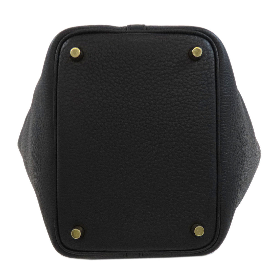 HERMES Handbag Taurillon Clemence black Picotin Lock PM Gold Metal Women Used Authentic