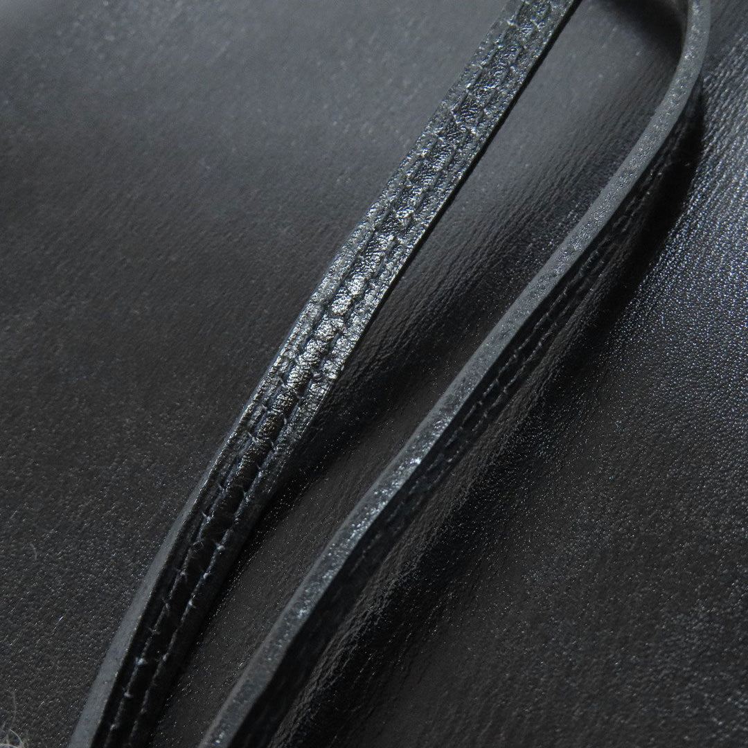 HERMES Shoulder Bag leather black Omenitu Women Used Authentic
